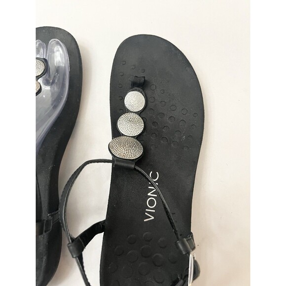 Vionic Womens Lizbeth Black Leather T Strap Thong Sandals Size 10 Comfort - Picture 5 of 10